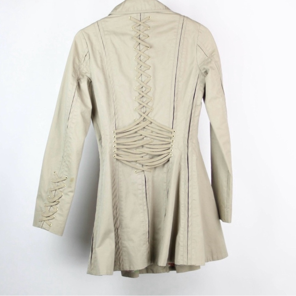 Topshop corset steampunk lace up trench coat 4 XS - Picture 5 of 13